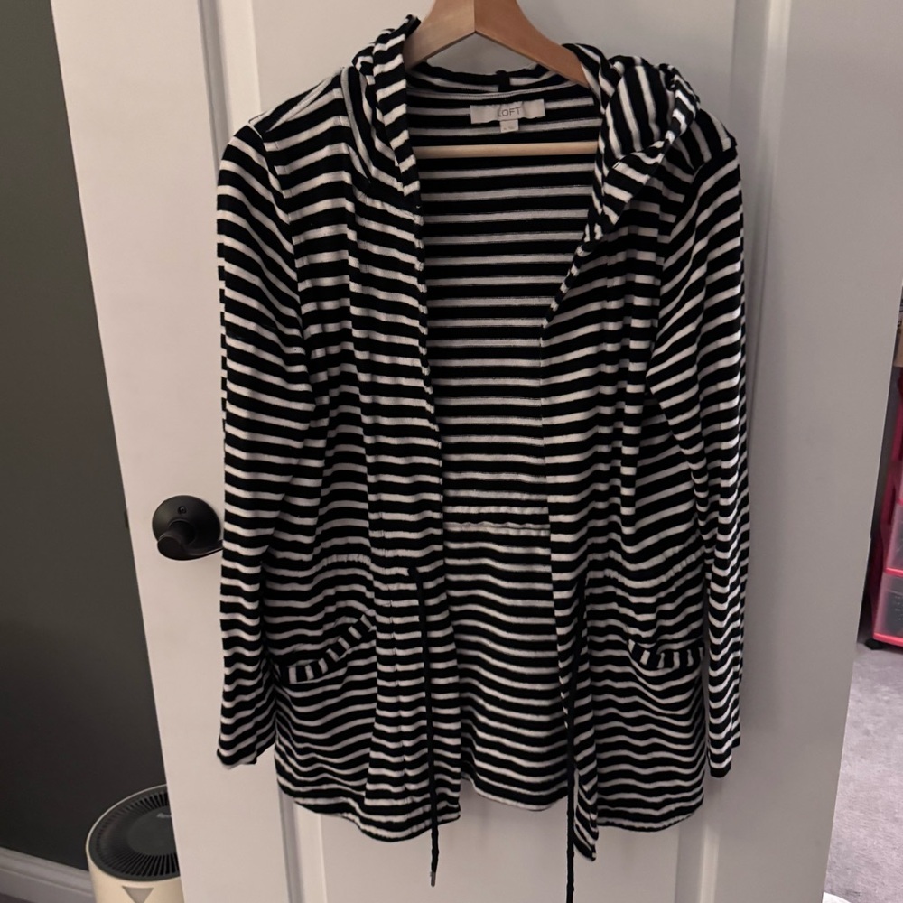 LOFT black and white striped hoodie